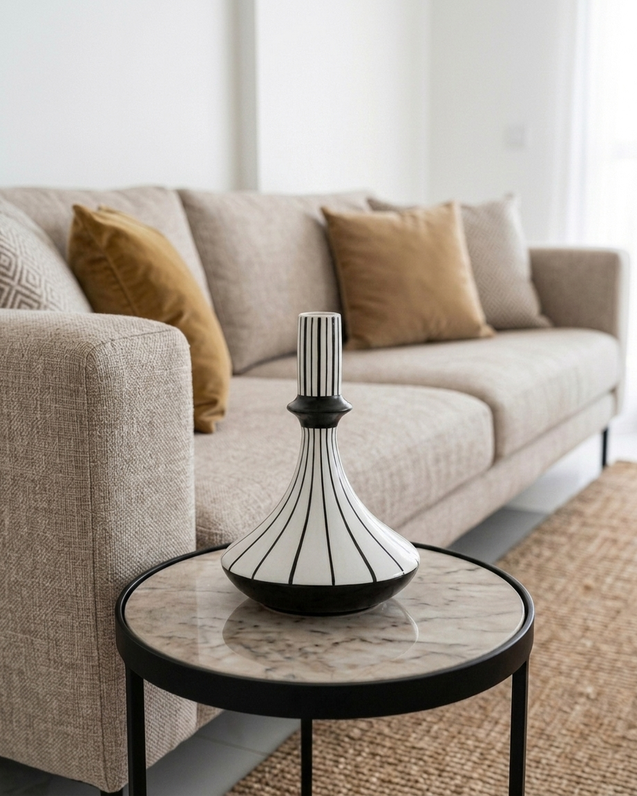 Monochrome Fluted Vase