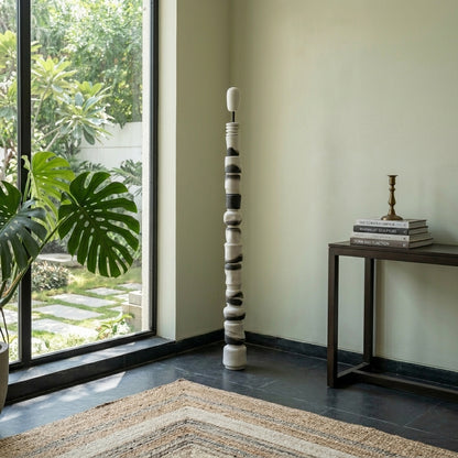Ivory & Black Totem Sculpture – Modern Artistic Statement Decor