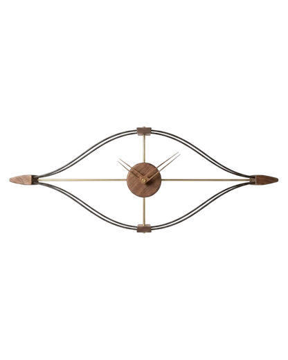 Decorative wall clock with a unique design on a white background