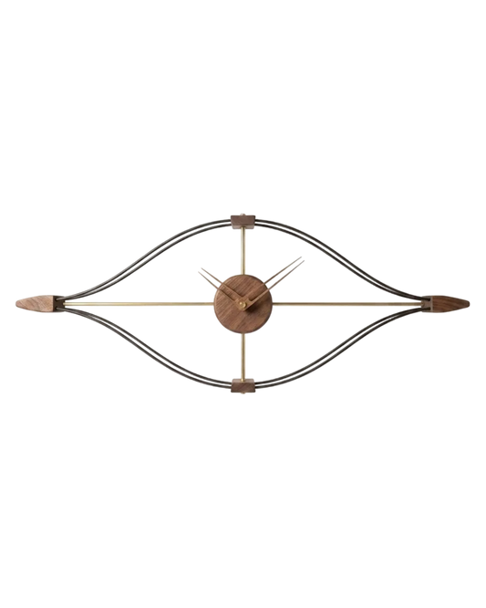 Decorative wall clock with a unique design on a white background