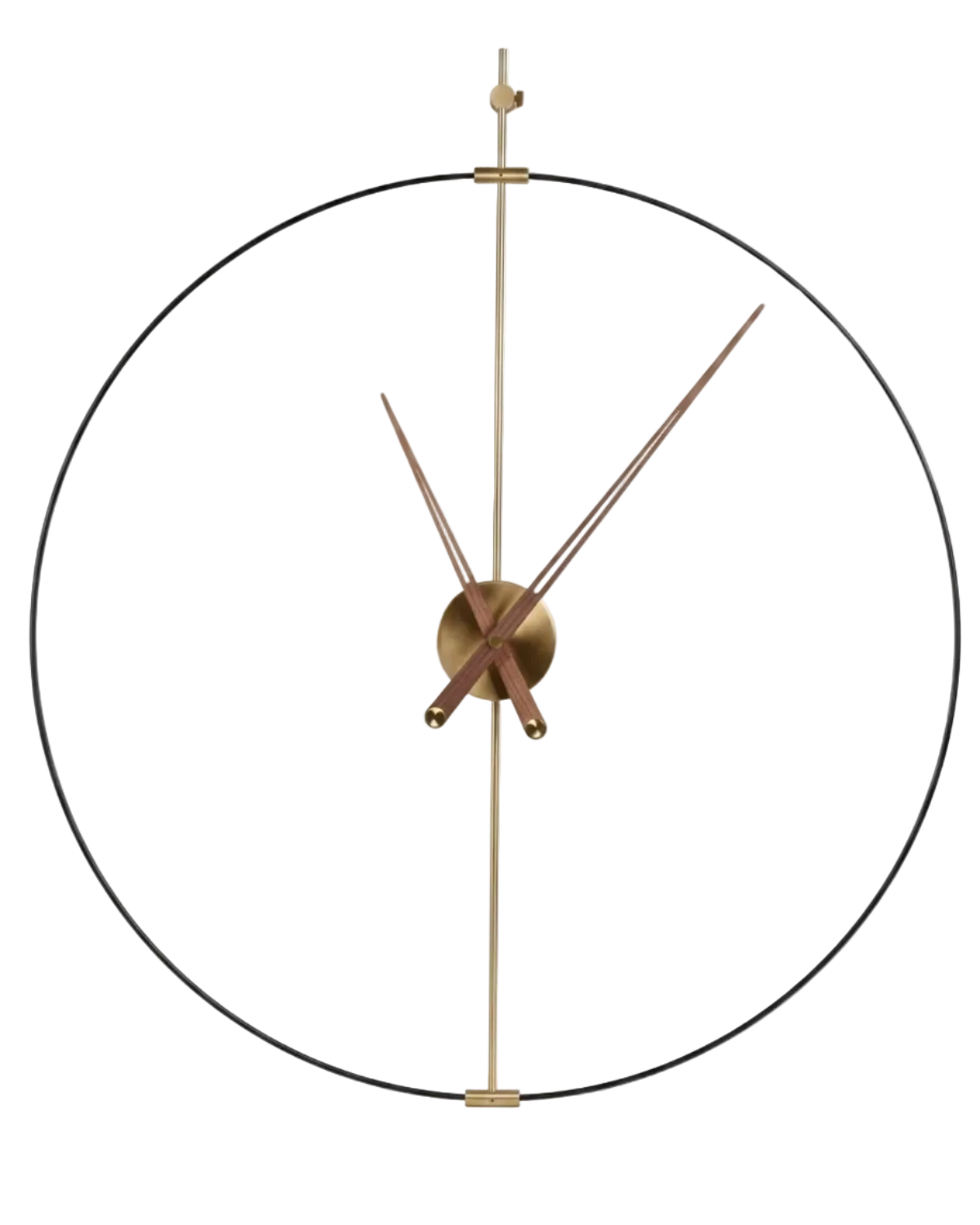 Modern wall clock with gold hands on a white background