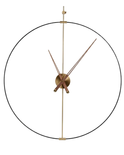Modern wall clock with gold hands on a white background