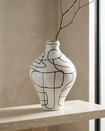 Abstract Line Art Ceramic Vase