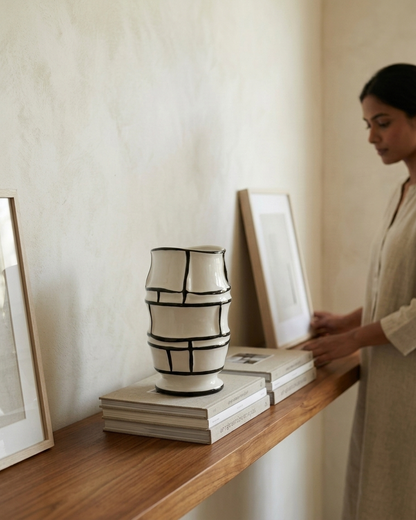 Abstract Grid Ceramic Vase