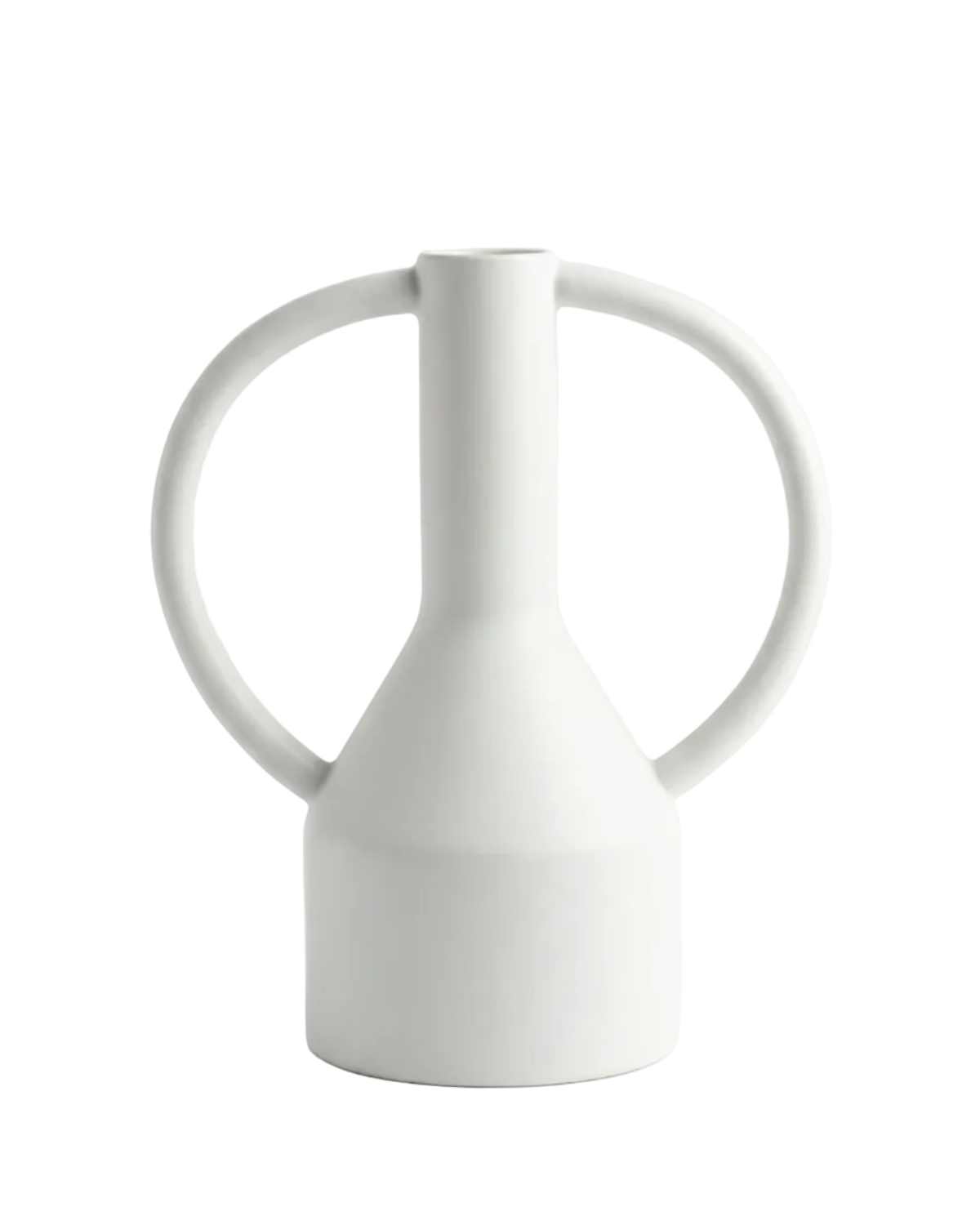 White ceramic pitcher on a light gray background