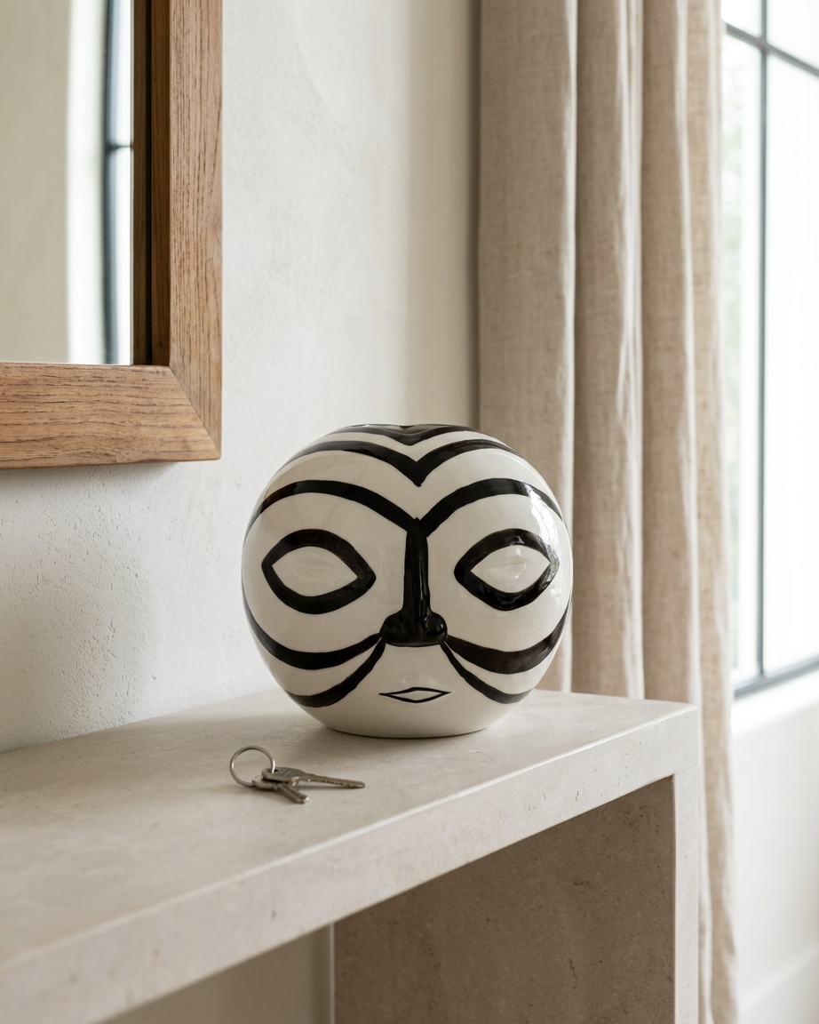 Abstract Face Ceramic Vase