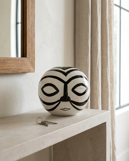 Abstract Face Ceramic Vase