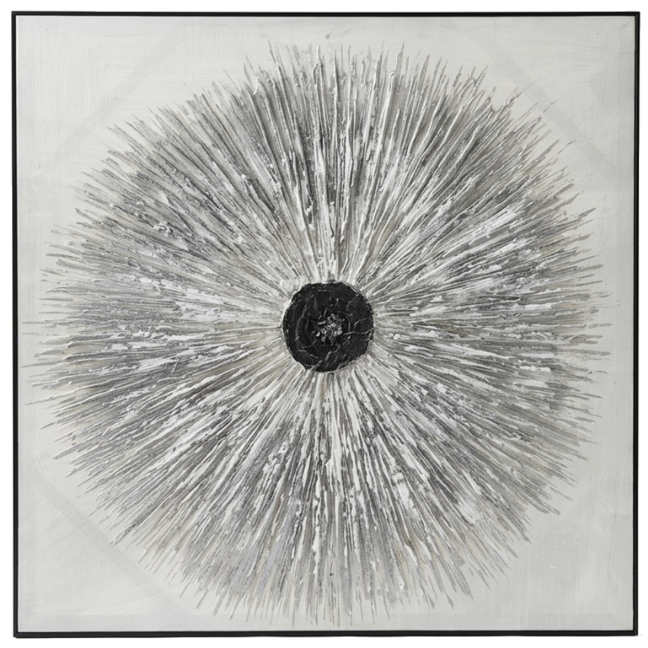 Framed black and white abstract art on a white background