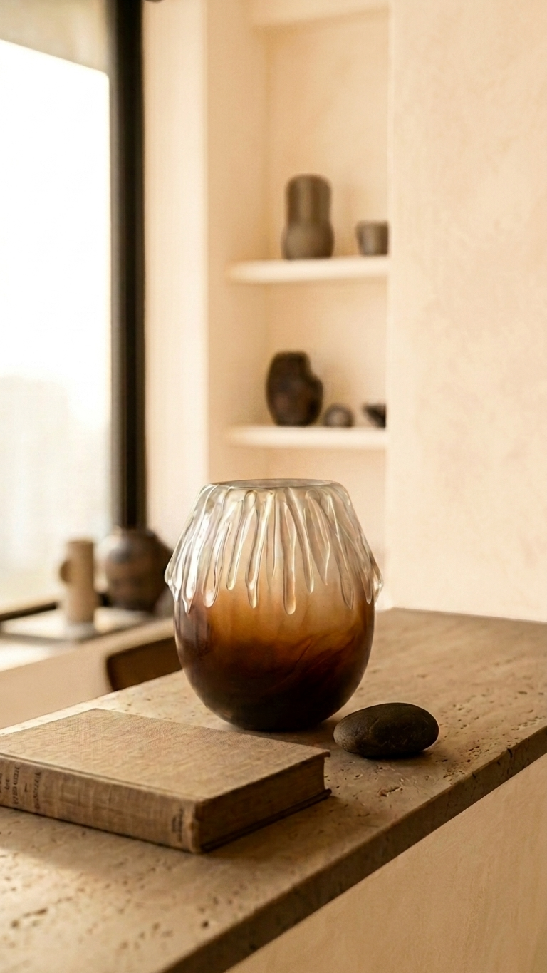 Short Ice Brown Vase