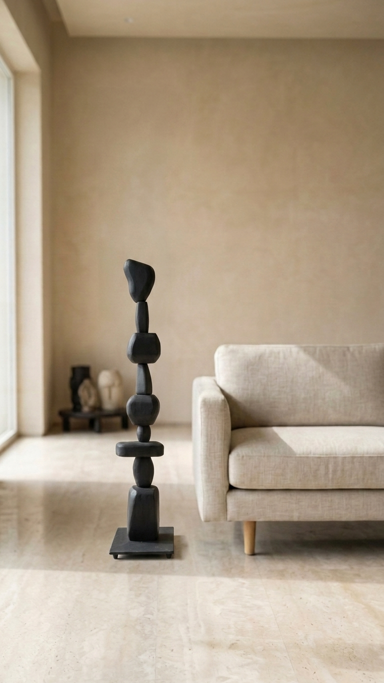 Luxury Black Totem Sculpture(Meduim) – Modern Abstract Statement Decor