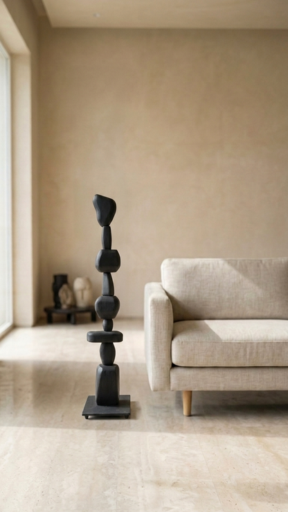 Luxury Black Totem Sculpture(Meduim) – Modern Abstract Statement Decor