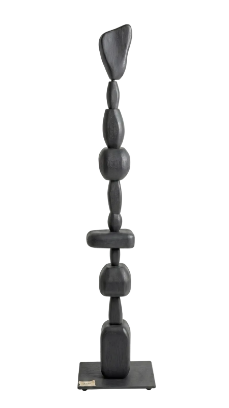 Modern Black Totem Floor Sculpture (Small)– Luxury Abstract Statement Decor