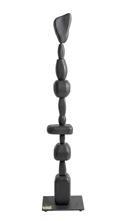 Modern Black Totem Floor Sculpture (Small)– Luxury Abstract Statement Decor