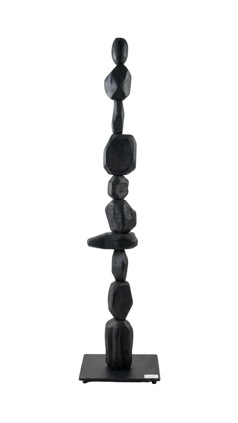 Abstract Black Totem Sculpture (Large)– Handcrafted Modern Statement Decor