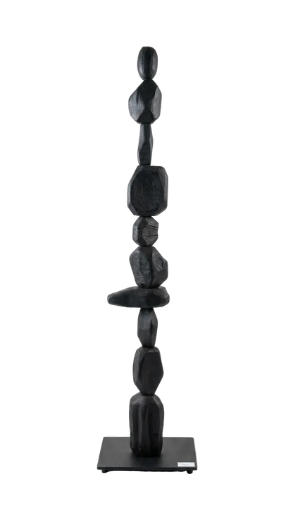 Abstract Black Totem Sculpture (Large)– Handcrafted Modern Statement Decor