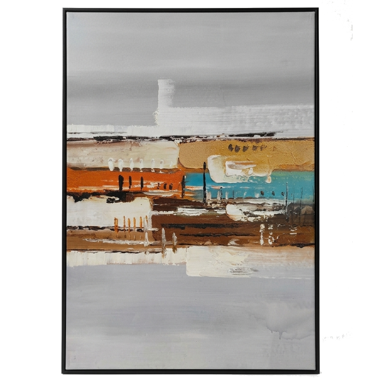 Abstract art piece with a black frame on a white background