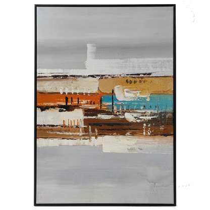 Abstract art piece with a black frame on a white background