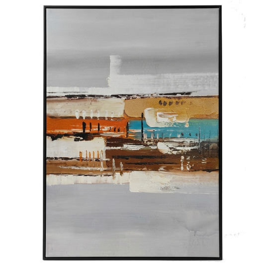 Abstract art piece with a black frame on a white background