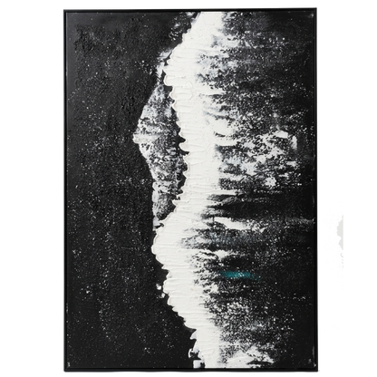 Black and white abstract art with a textured border