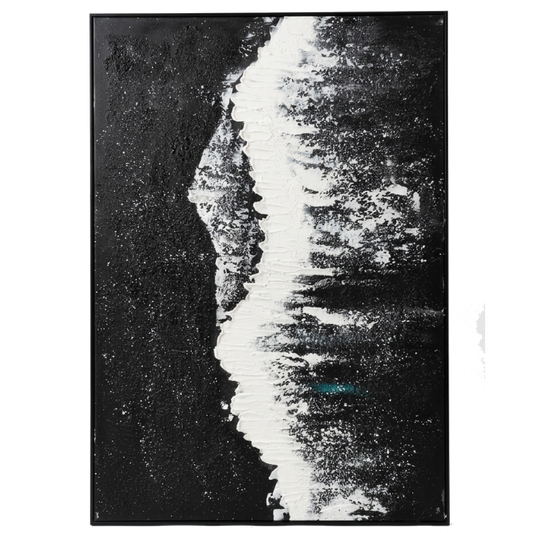 Black and white abstract art with a textured border
