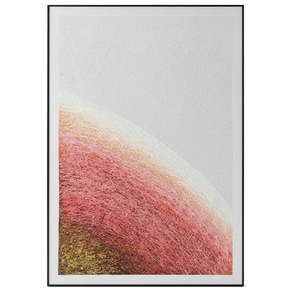 Framed artwork with a colorful abstract design on a white background