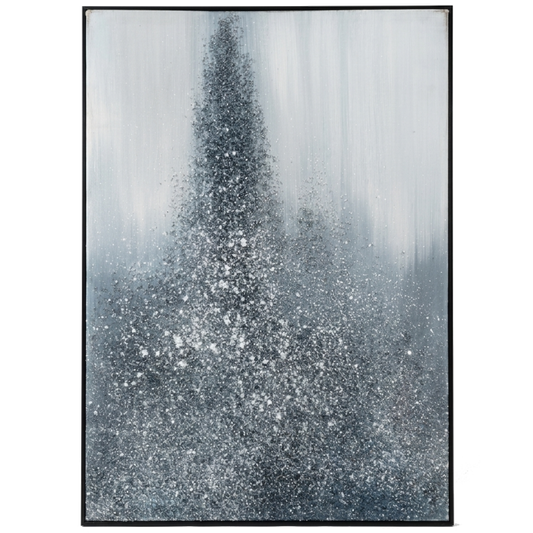 Abstract art piece with a gradient of gray and black on a white background